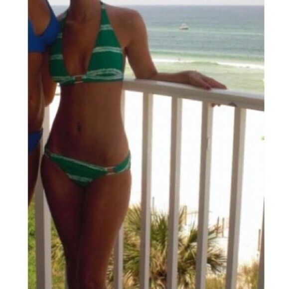 American Eagle green tie-dye striped bikini Sz S - Picture 2 of 6